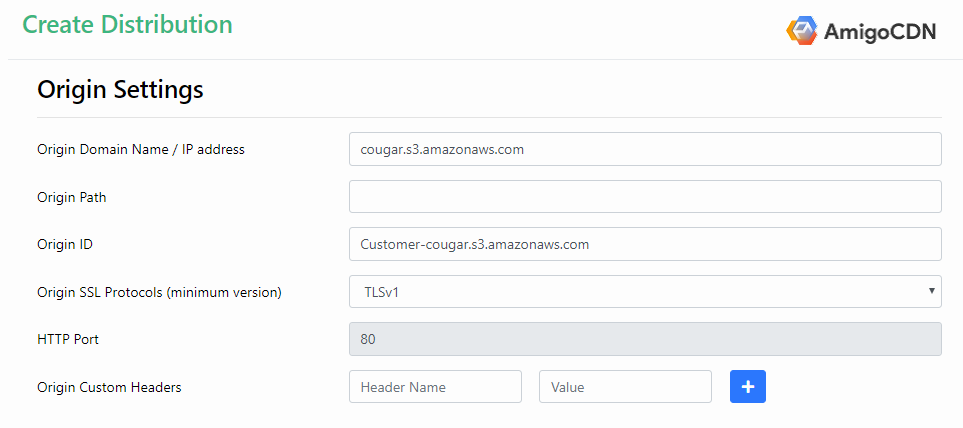 Create Web Distribution.